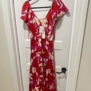 MELLODAY Vibrant Pink and Red Maxi Dress